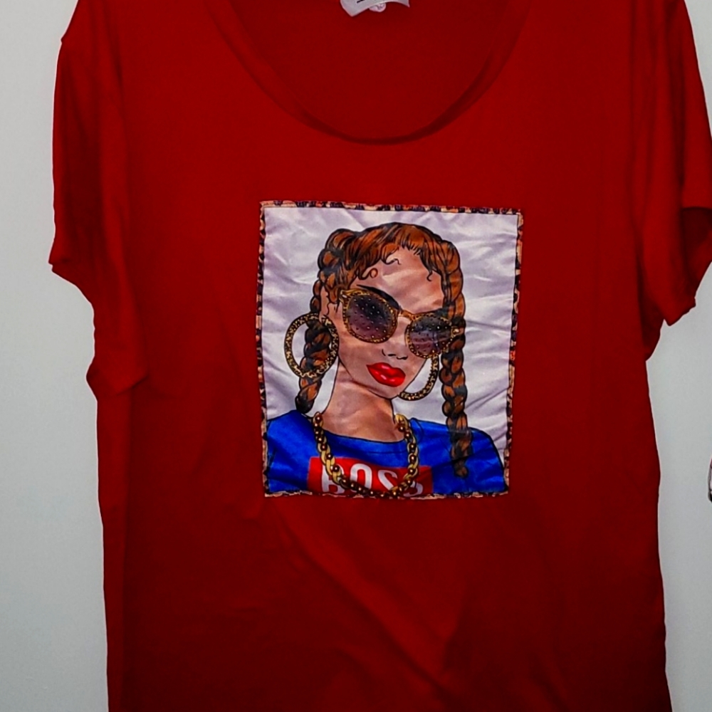 2 shirts, one pink and one red